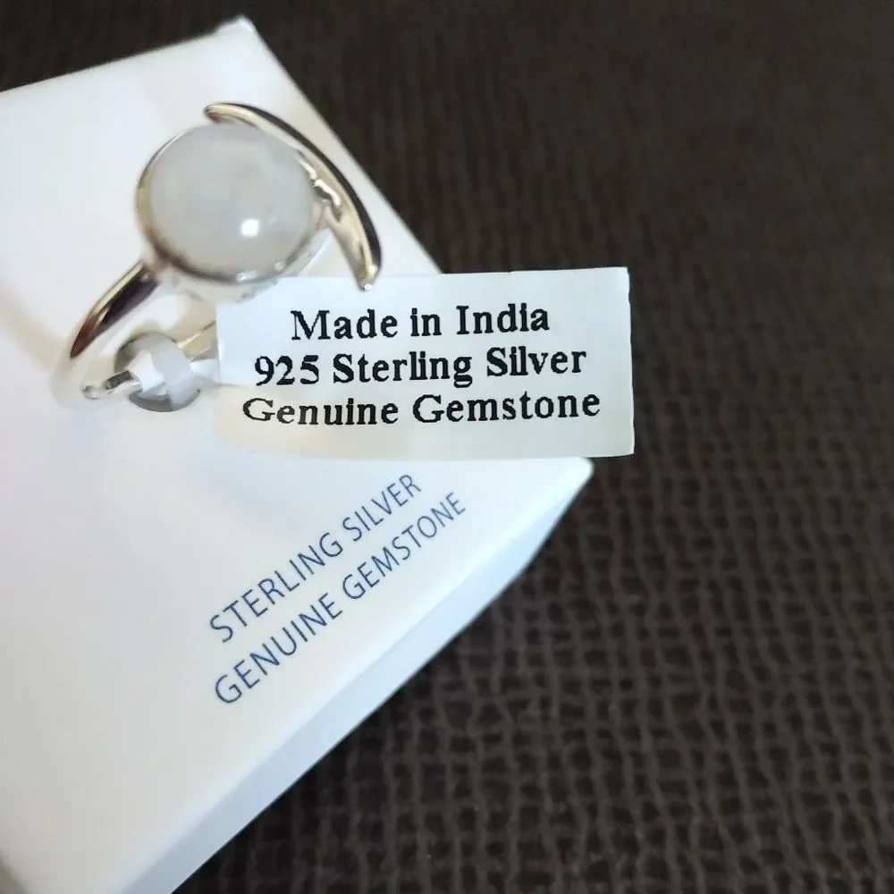 Shivam Moonstone and Silver Crescent Moon🌙 Ring - Picture 9 of 16